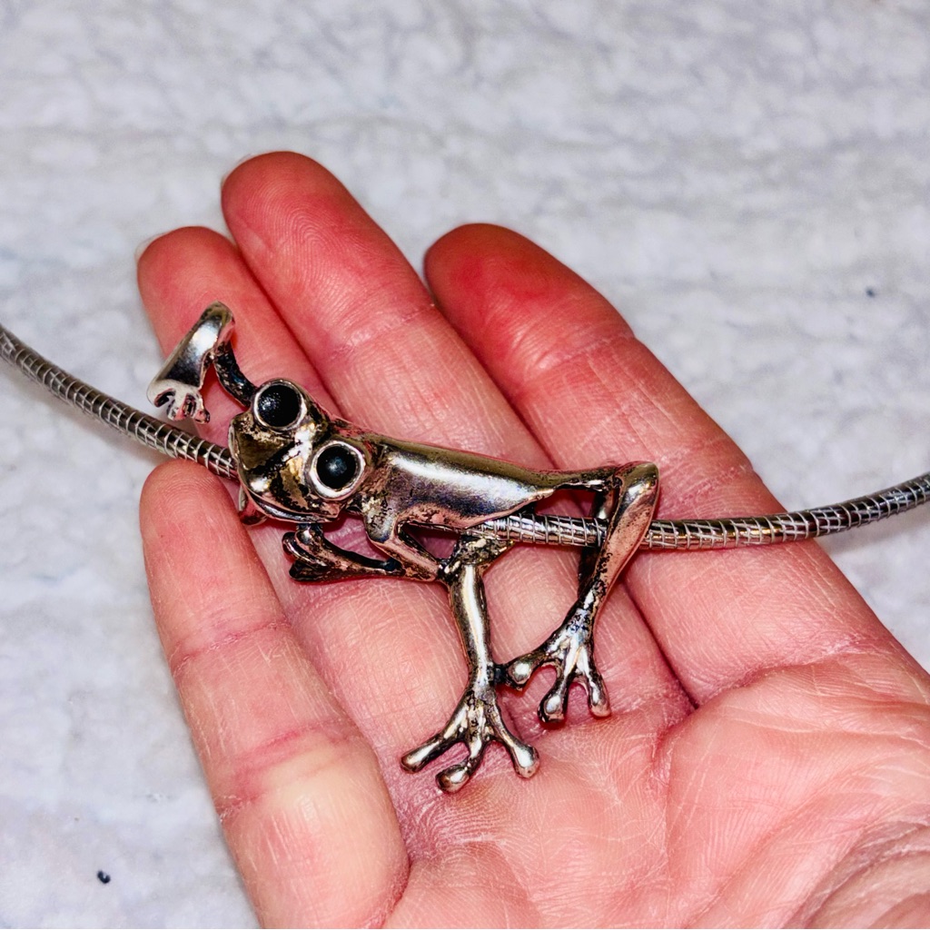 Sterling Silver Frog Pendant And Necklace